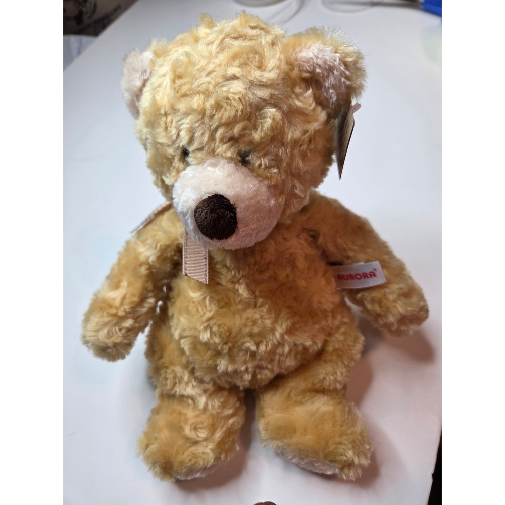 Aurora Eco Puddin Honey Brown Swirl Plush Teddy Bear 10 Inch Stuffed Animal Toy